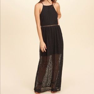 Black, Laced, Maxi Dress- Hollister